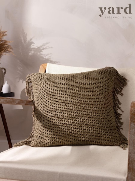 Yard Mushroom Brown Nimble Knitted Feather Filled 100% Cotton Cushion (Q83896) | £20