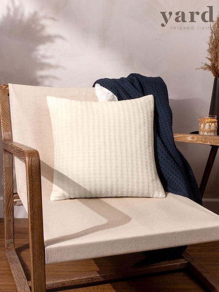 Yard Ecru Cream Hush Cotton Linear Feather Filled 100% Cotton Cushion (Q83911) | £22