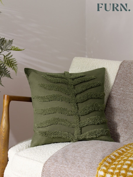 Furn Forest Green 45 x 45cm Dakota 100% Cotton Tufted Polyester Filled Cushion (Q83914) | £17