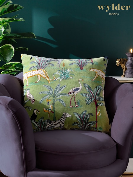 Wylder Green Wilds Tropical 100% Cotton Polyester Filled Cushion (Q83927) | £24