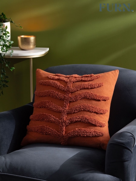 Furn Rust Orange 45 x 45cm Dakota 100% Cotton Tufted Feather Filled Cushion (Q83943) | £24