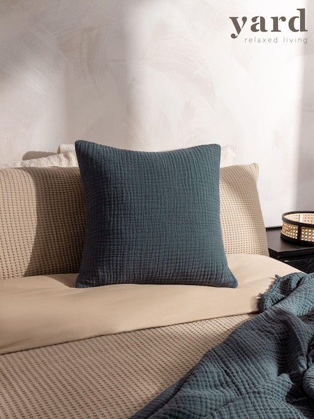 Yard Dusk Blue Lark Muslin Crinkle 100% Cotton Polyester Filled Cushion (Q83956) | £18