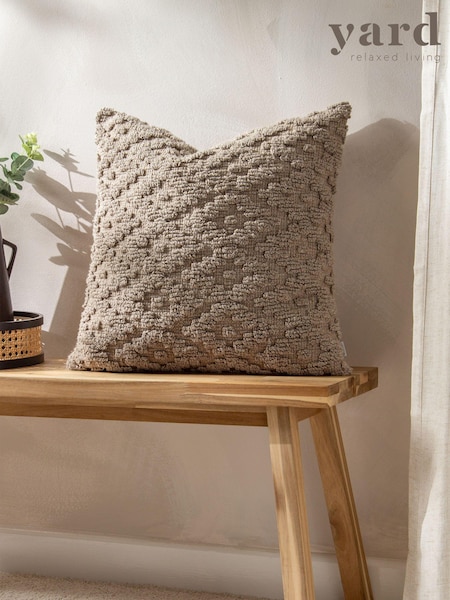 Yard Taupe Brown Calvay Chunky Textured Feather Filled Cushion (Q83978) | £28