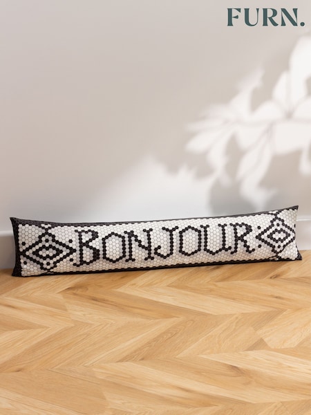 Furn Black Bounjour Mosaic Message Velvet Draught Excluder (Q84000) | £22