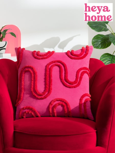 Heya Home Pink Archie Tufted Polyester Filled Cushion (Q84005) | £17