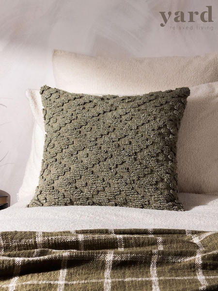 Yard Lichen Green Calvay Chunky Textured Polyester Filled Cushion (Q84036) | £24