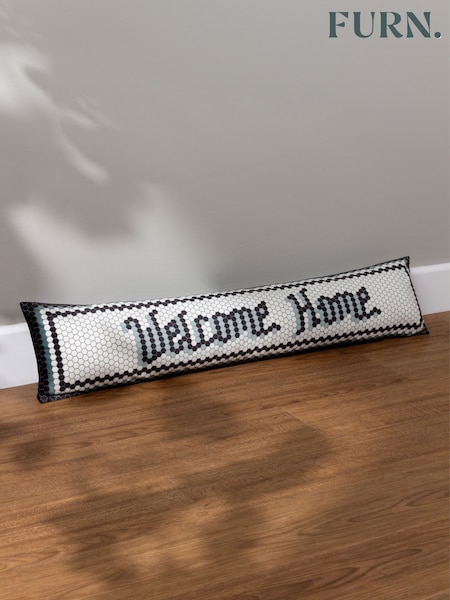 Furn Black Welcome Home Mosaic Message Velvet Draught Excluder (Q84038) | £22