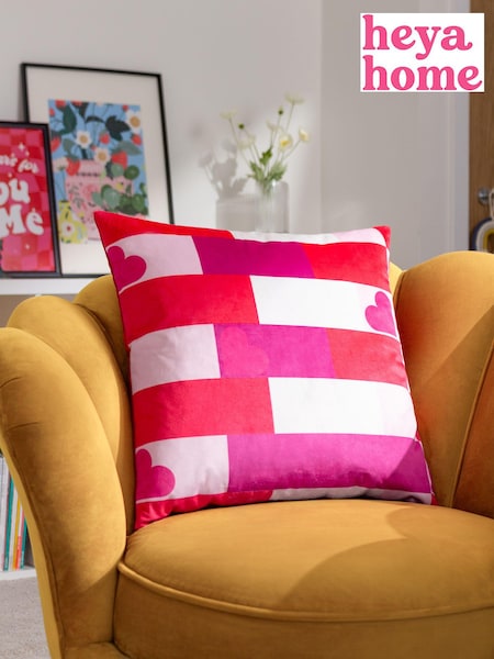 heya home Pink Biglove Velvet Feather Filled Cushion (Q84043) | £18