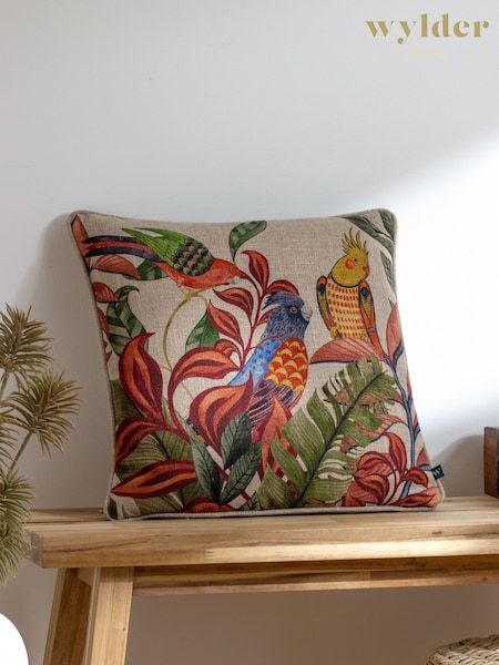 Wylder Natural Akamba Parrot Scene Tropical Polyester Filled Cushion (Q84074) | £24