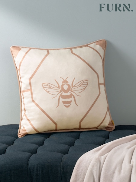 Furn Gold Bee Deco Geometric Polyester Filled Cushion (Q84075) | £20