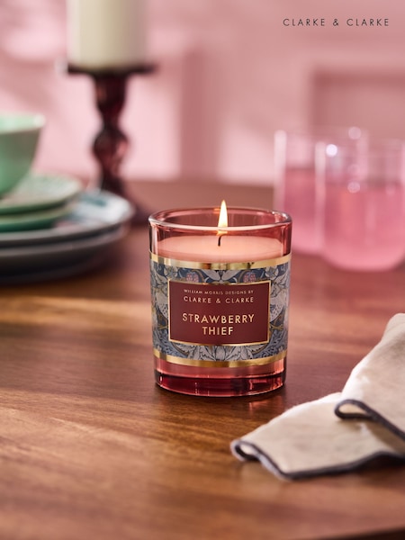 Clarke and Clarke Blush William Morris Designs Strawberry Thief Scented Candle (Q84588) | £18