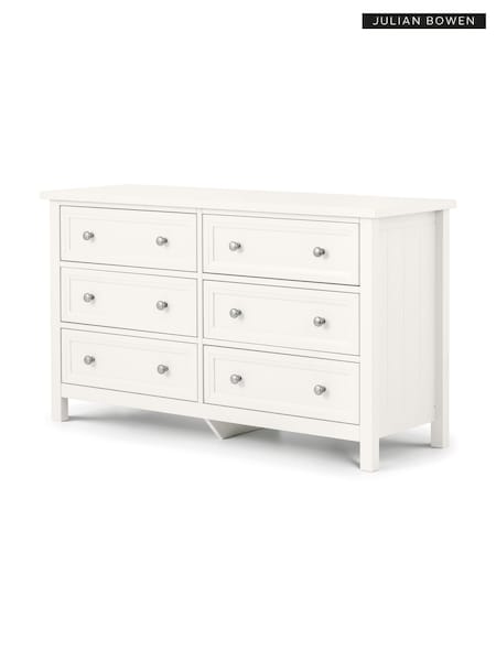 Julian Bowen Surf White Maine 6 Drawer Chest of Drawers (Q84698) | £430