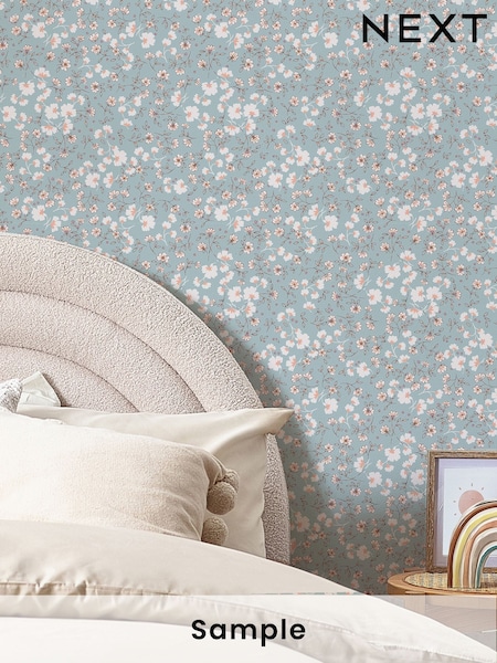 Blue Blue Calm Ditsy Floral 10M Wallpaper Sample (Q85091) | £1