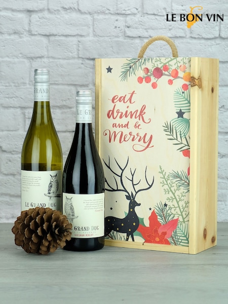 LeBonVin French Wine Duo Christmas Wooden Gift Box (Q85278) | £46