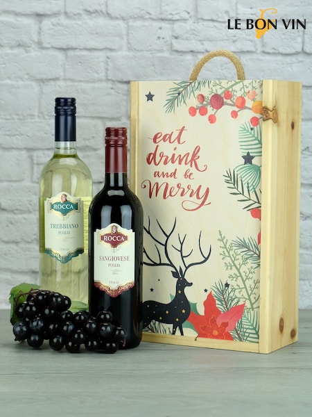 LeBonVin Sangiovese Trebbiano Christmas Wood Gift Box (Q85288) | £46