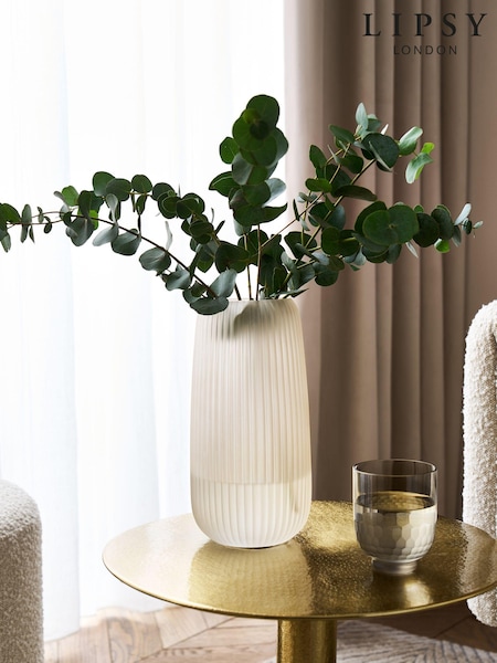 Lipsy Cream Ribbed Vase (Q85419) | £25