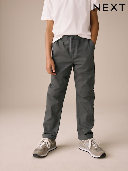 Charcoal Grey Regular Fit Rib Waist Pull-On Trousers (3-16yrs) (Q85730) | £14 - £19