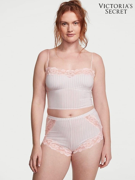 Victoria's Secret Purest Pink Stripe Straight Neck Modal Cami Set (Q85887) | £45
