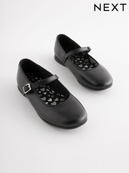 Matt Black Standard Fit (F) Leather Mary Jane School Shoes (Q86075) | £26 - £33