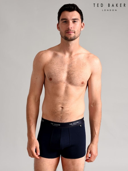 Ted Baker Dark Blue Cotton Trunks 3 Pack (Q86102) | £39