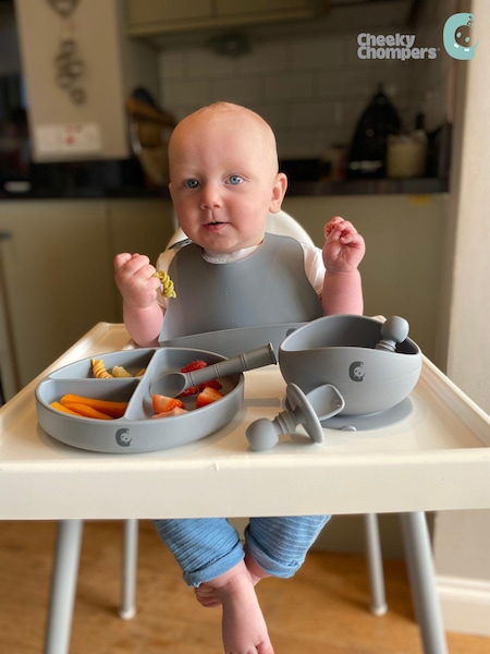 Cheeky Chompers Blue Silicone Baby Weaning Gift Set (Q86160) | £35