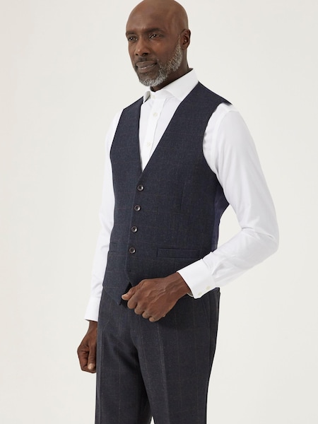 Skopes Blue Tailored Fit Aiken Check Suit: Waistcoat (Q86202) | £13