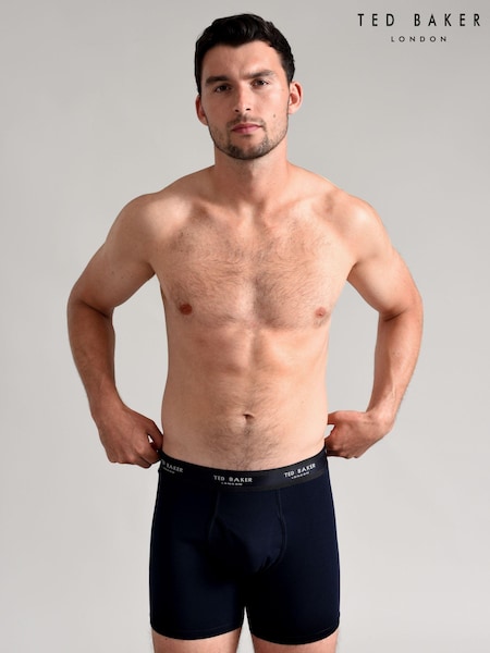Ted Baker Blue Cotton Boxer Briefs 3 Pack (Q86231) | £39