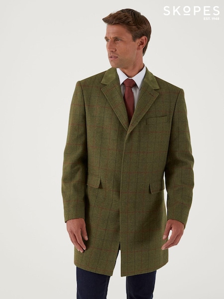 Skopes Green Oswin Herringbone Check Coat (Q86389) | £199