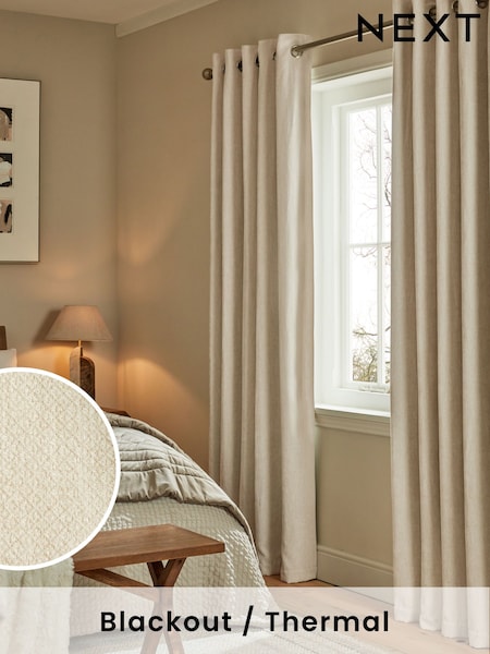 Natural Super Soft Cosy Blackout/Thermal Eyelet Curtains (Q86687) | £75 - £175