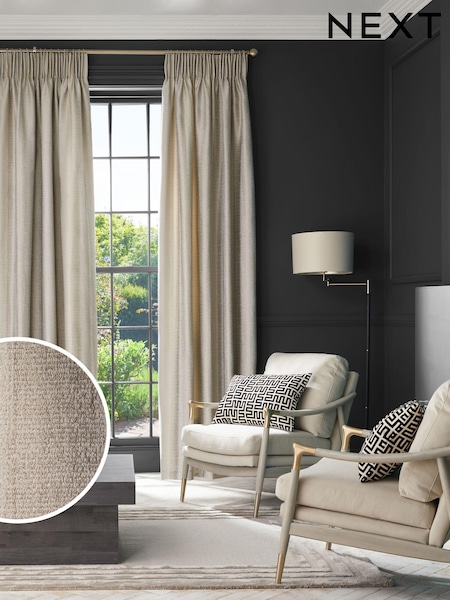 Silver Grey Metallic Stripe Pencil Pleat Lined Curtains (Q86914) | £70 - £180
