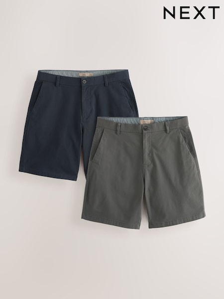 Navy/Charcoal Loose Fit Stretch Chino Shorts 2 Pack (Q87227) | £38