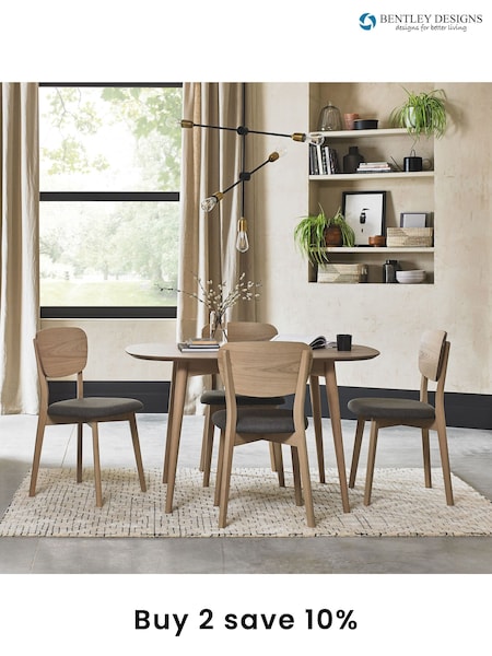 Bentley Designs Scandi Oak Natural Dansk 4 Seater Dining Table and Chairs Set (Q87310) | £800