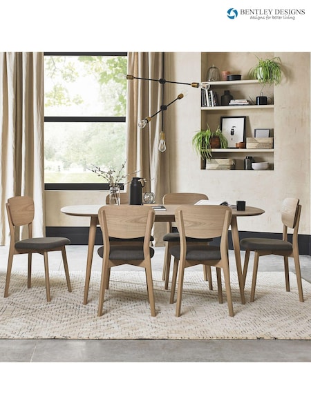 Bentley Designs Scandi Oak Dansk 6 Seater Dining Table and Chairs Set (Q87332) | £1,140