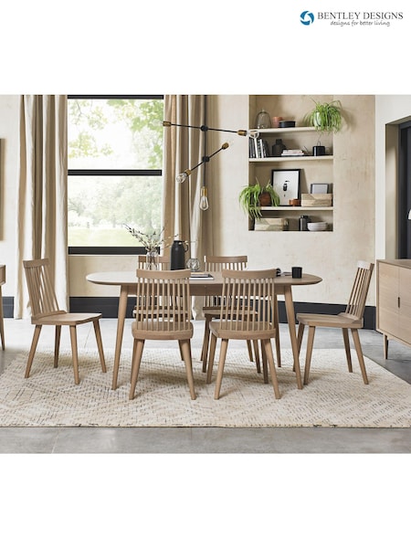 Bentley Designs Natural Oak Dansk 6 Seater Dining Table and Chairs Set (Q87341) | £1,170