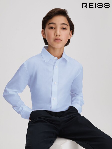 Reiss Soft Blue Remote 9-13 yrs Slim Fit Cotton Shirt (Q87346) | £32
