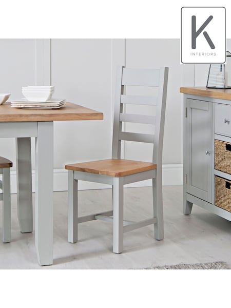 K Interiors Grey Windsor Solid Wood Ladder Back Wooden Dining Chairs (Q87347) | £395