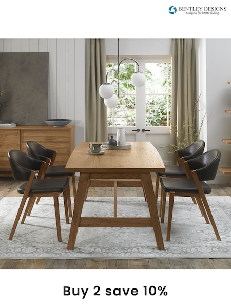 Bentley Designs Rustic Oak Camden Extending 4-6 Seater Dining Table and Chairs Set (Q87357) | £2,060