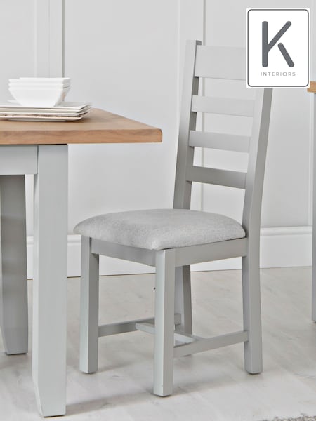 K Interiors Grey Windsor Solid Wood Ladder Back Fabric Dining Chairs (Q87373) | £365