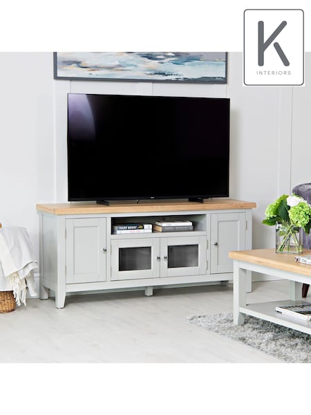K Interiors Grey Windsor Solid Wood Large TV Unit (Q87382) | £500