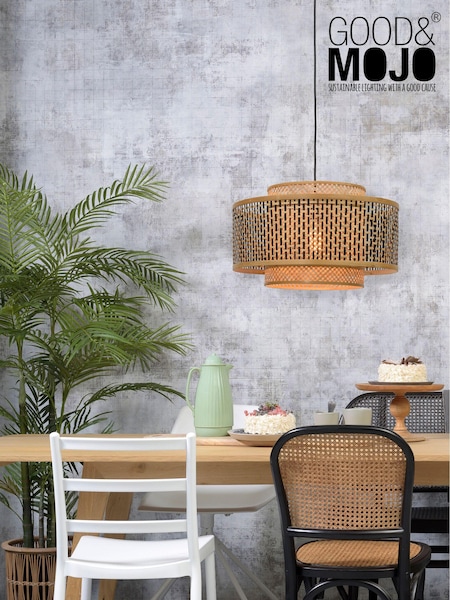 Good & Mojo Black Bhutan Bamboo Viscose Hanging Ceiling Light (Q87654) | £160