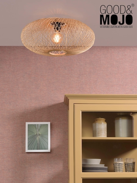 Good & Mojo Natural Cango Bamboo Viscose Ellipse Ceiling Light (Q87665) | £155