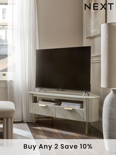 Light Grey Valencia Marble Mango Wood TV Unit (Q87694) | £625