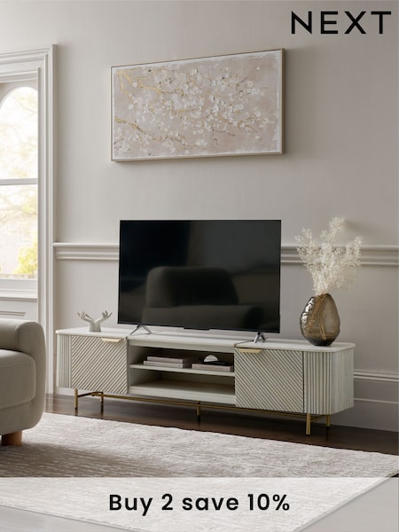 Light Grey Valencia Mango Wood Up to 80 inch TV Unit (Q87696) | £999