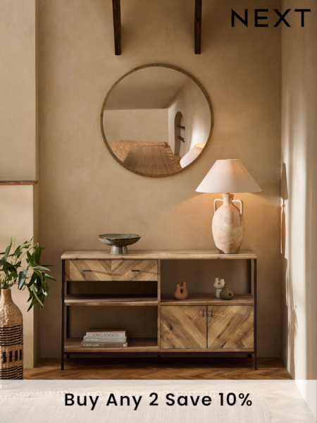 Dark Bronx Chevron Oak Effect Console Table (Q87704) | £299