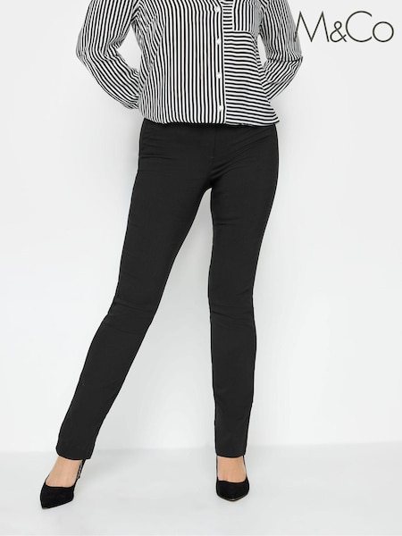 M&Co Black Straight Leg Bengaline Trousers (Q87935) | £27