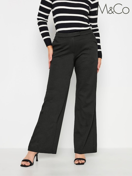M&Co Black Ponte Wide Leg Trousers (Q87958) | £34