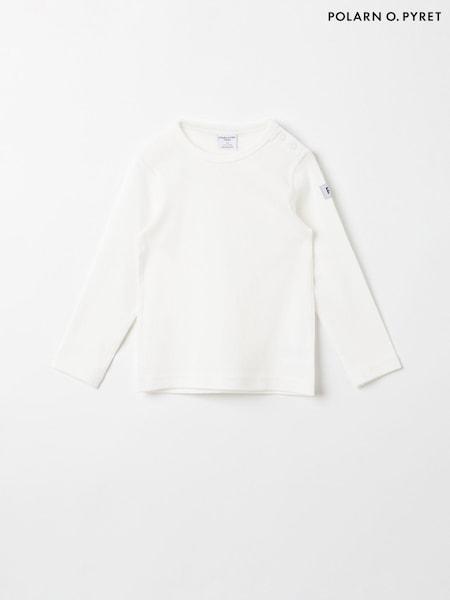 Polarn O. Pyret White Organic Cotton Long Sleeve Top (Q87962) | £18