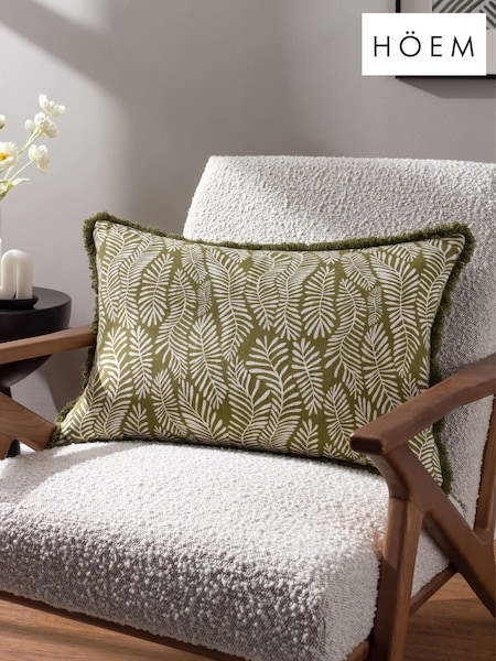 HÖEM Green Frond Abstract Polyester Filled 100% Cotton Cushion (Q88022) | £19
