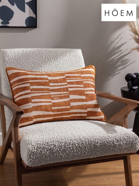HÖEM Brown Piper Abstract Piped Polyester Filled 100% Cotton Cushion (Q88031) | £20