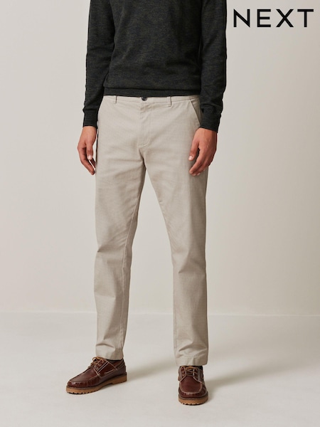 Cream Slim Fit Stretch Printed Soft Touch Chino Trousers (Q88069) | £22